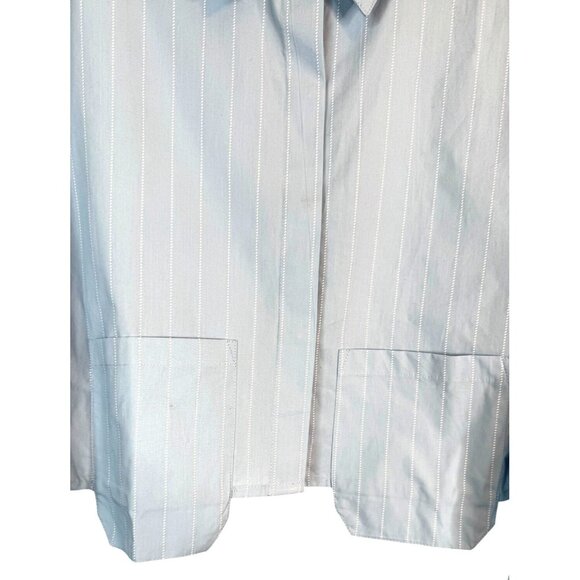 NWT PrettyLittleThing Size 10 Poplin Blue Pinstripe Pocket Detail Cropped Shirt - Picture 12 of 13